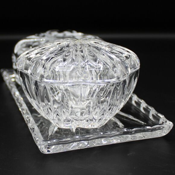 Vintage Glass Vanity Set Cristal d'Arques France Lead Crystal Trinket Dish Tray - Picture 4 of 6
